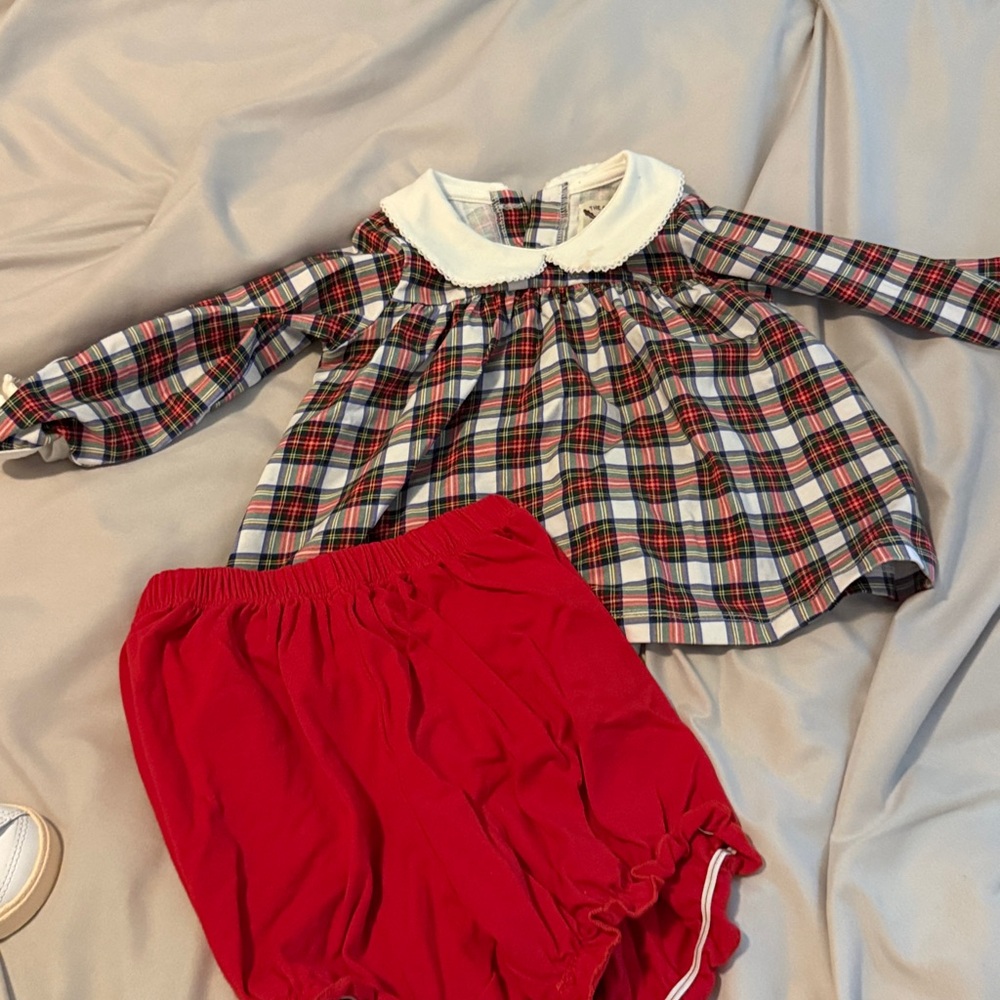 Plaid and Red Kids Matching Set